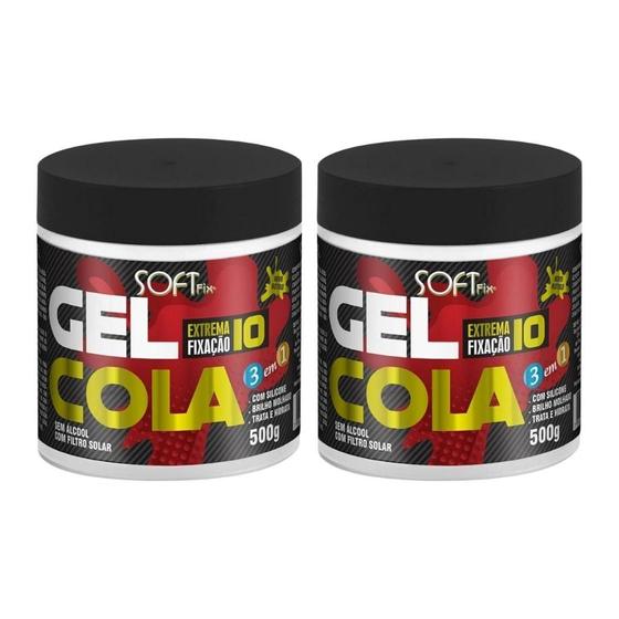 Imagem de Gel Cola Fixador Softfix Branco 500G - Kit Com 2Un