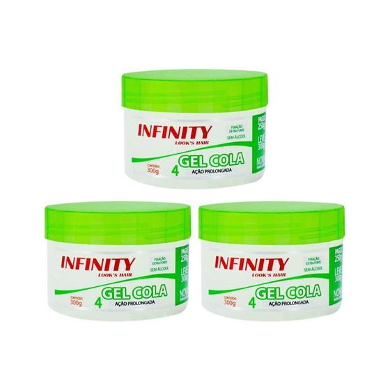 Imagem de Gel Cola Infinity Looks Verde 300G - Kit Com 3Un