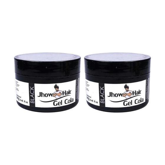 Imagem de Gel Cola Jhow Hair 240G Black Extra Forte - Kit Com 2Un