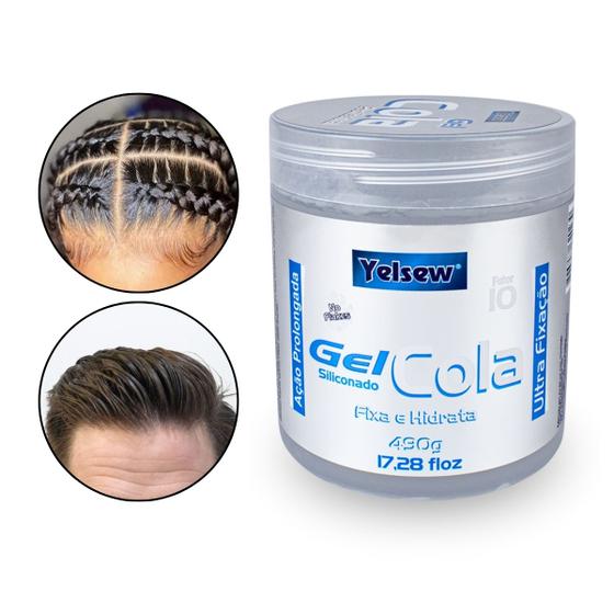 Imagem de Gel Cola Siliconado Incolor Ultra Fixação Cabelo Penteados Definição Antifrizz 490g Yelsew