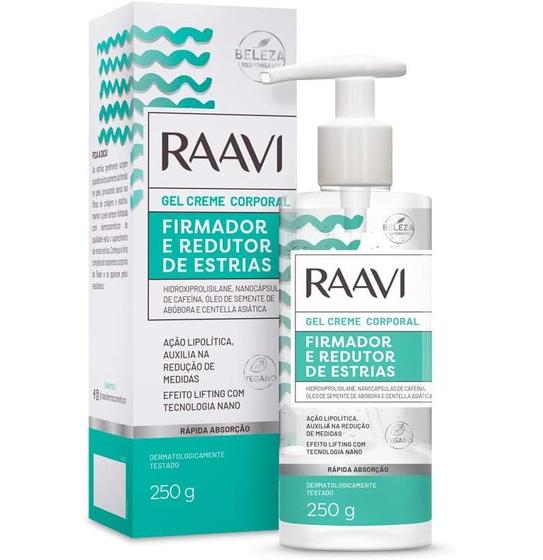 Gel Creme Corporal Firmador e Redutor de Estrias Raavi 250g Imagem de Gel Creme Corporal Firmador e Redutor de Estrias Raavi 250g