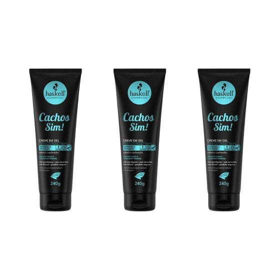 Imagem de Gel Creme Haskell Cachos Sim 240g - Kit C/ 3un