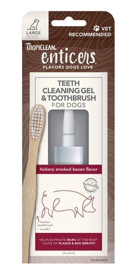 Imagem de Gel de limpeza de dentes e escova de dentes TropicClean para cães grandes