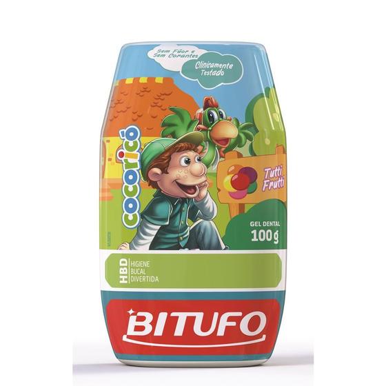 Imagem de Gel Dental Bitufu Cocoricó Sem Flúor Tutti Frutti 100g