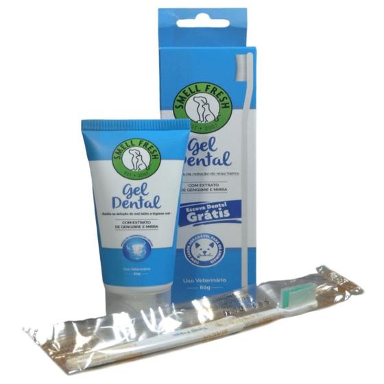 Imagem de Gel Dental Cães e Gatos 60g Com Escova   Smell Fresh