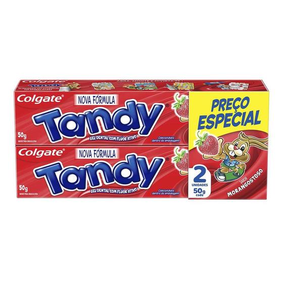 Imagem de Gel Dental Infantil Tandy com Flúor Ativo Sabor Morangostoso 2 Unidades 50g cada