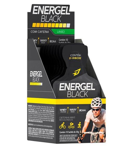 Imagem de Gel Energel Black 10 Sachês  Bodyaction Carb Up Sabor Limao Bcaa Waxy Maize Whey