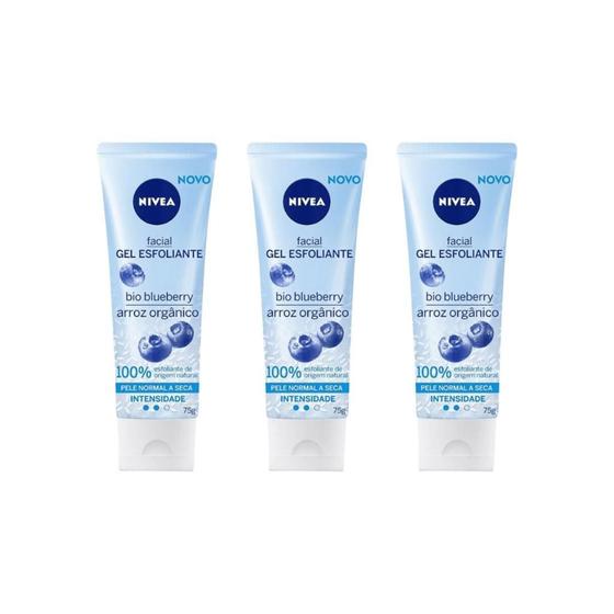 Imagem de Gel Facial Esfoliante Nivea Refrescante 75Ml - Kit Com 3Un
