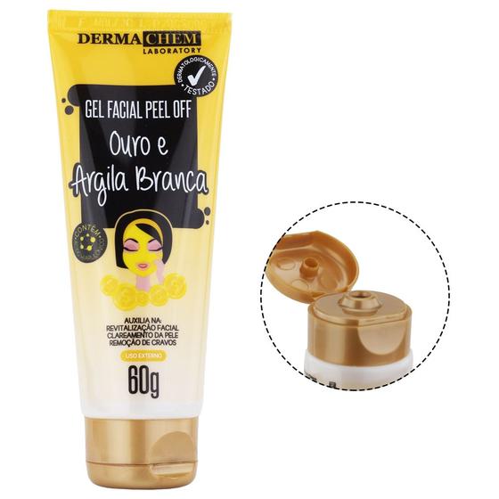 Gel Facial Peel Off Ouro e Argila Branca Dermachem Argila para o