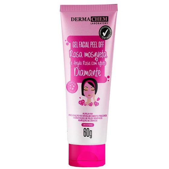Gel Facial Peel Off Rosa Mosqueta e Argila Rosa 60g Derma Chem