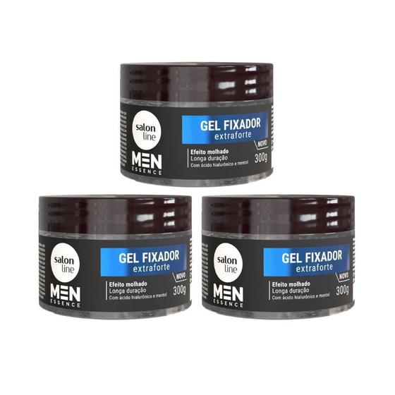 Imagem de Gel Fixador Salon Line Men Extraforte 300G - Kit Com 3Un