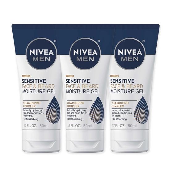 Imagem de Gel Hidratante Nivea Men para Rosto e Barba Sensíveis - 50ml (Kit com 3 Unidades)