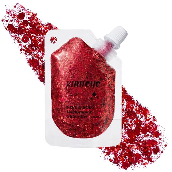 Imagem de Gel holográfico de glitter corporal KIMIEYE Mermaid Sequins vermelho