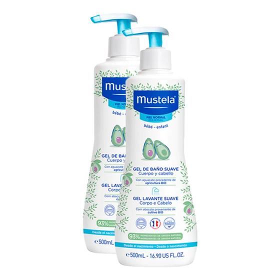 Imagem de Gel Lavante Suave Mustela Bebê Corpo e Cabelo 500ml  Kit com duas unidades