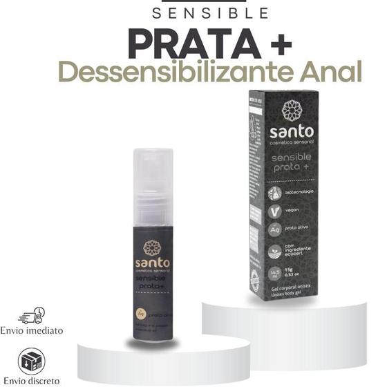 Imagem de Gel Lubrificante Anal Facilitador Dessensibilizante Para Sexo Anal Sensible Prata Ativa 15g Santo Cosméticos