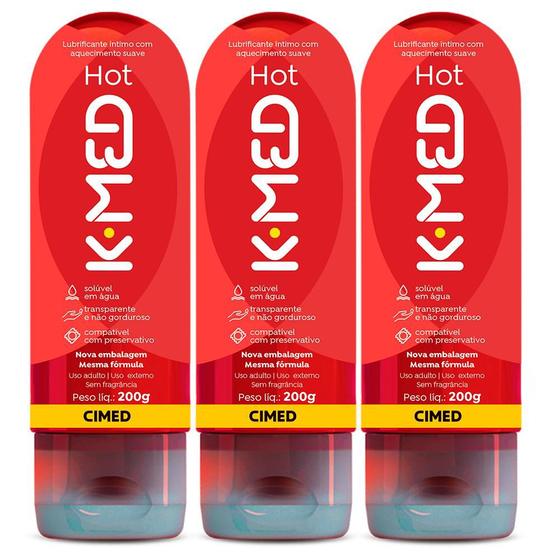 Imagem de Gel Lubrificante Íntimo K-Med Hot 200ml - Kit c/ 3 und