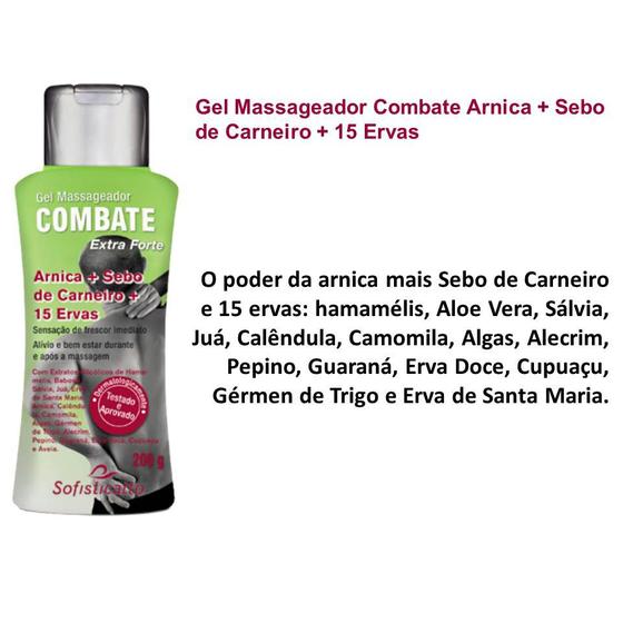 Imagem de Gel Massageador Combate Extra Forte Arnica + Sebo de Carneiro + 15 Ervas 200g