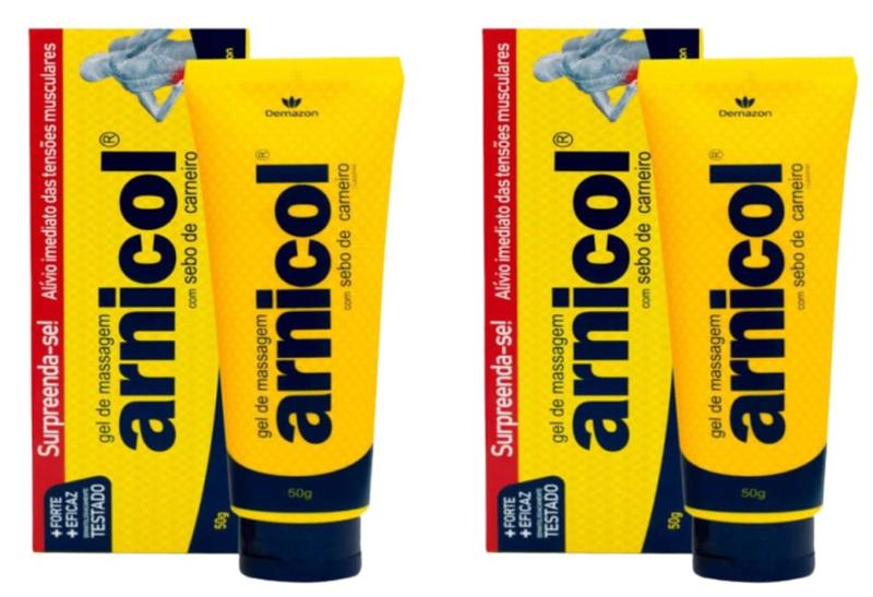 Imagem de GEL PARA MASSAGEM ARNICOL com sebo de carneiro 50gr DEMAZON KIT 02 UNID.