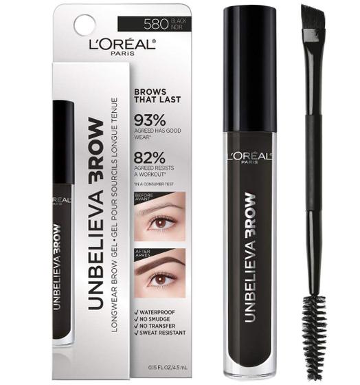 Imagem de Gel para sobrancelhas L'Oreal Paris Unbelieva-Brow à prova d'água preto 4,5 ml