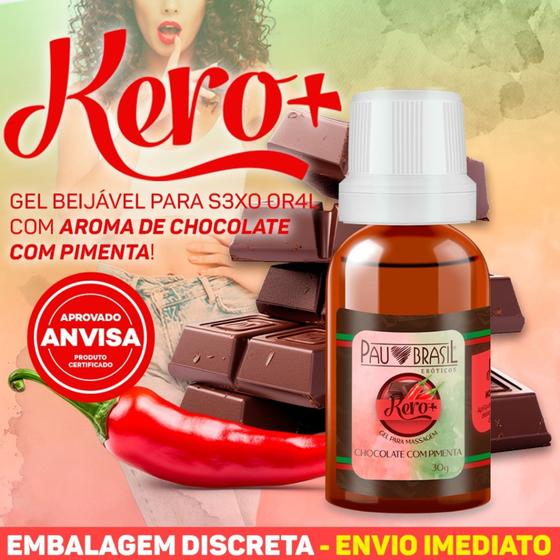 Imagem de Gel térmico beijável kero + para sexo oral 13 sabores com sensação hot e ice 30ml pau brasil