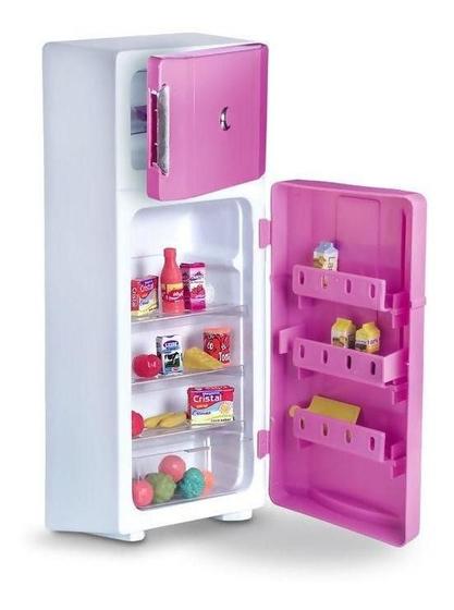 Imagem de Geladeira Cozinha Brinquedo Infantil Grande Rosa 65 Cm