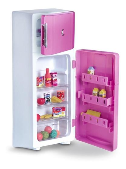 Imagem de Geladeira Cozinha Brinquedo Infantil Grande Rosa 65 Cm