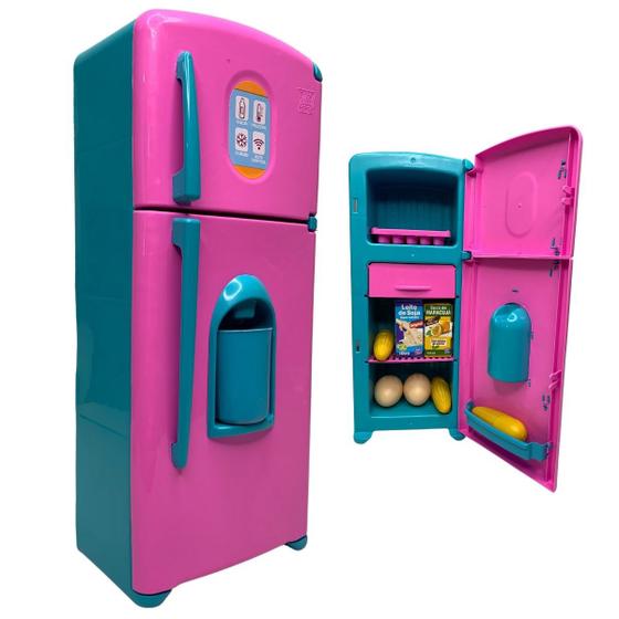 Imagem de Geladeira Infantil Duplex Brinquedo Cozinha Com Acessórios