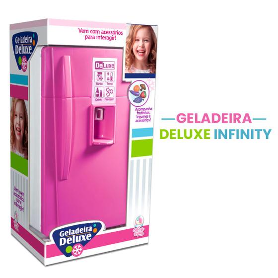Imagem de Geladeira Infinity Deluxe Moderna Rosa Cozinha Infantil Brinquedos Lua de Cristal Lançamento