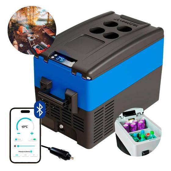 Geladeira Portátil P/Camping 31 Litros 12v/24v Resfriar Azul C/Bluetooth Menor preço em Geladeira Portátil P/Camping 31 Litros 12v/24v Resfriar Azul C/Bluetooth