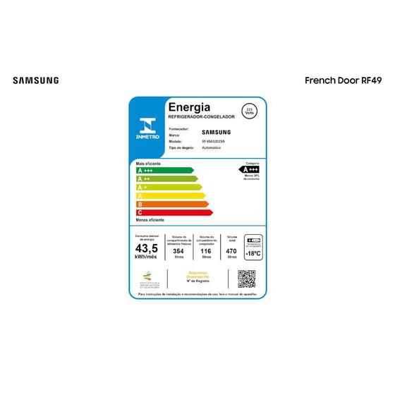 Imagem de Geladeira Samsung Frost Free French Door Twin Cooling Plus 470L Inox RF49A