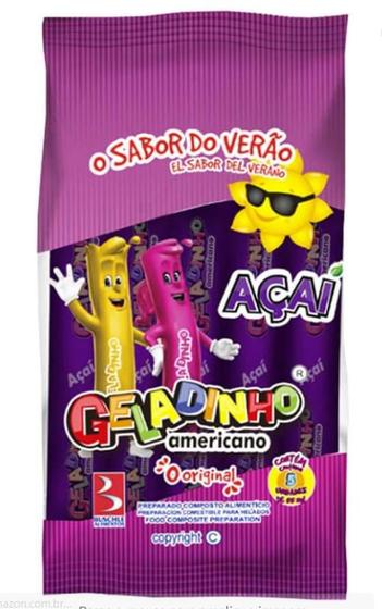 Imagem de Geladinho Sacolé Gelinho Açai Americano Pacote C/10 unids