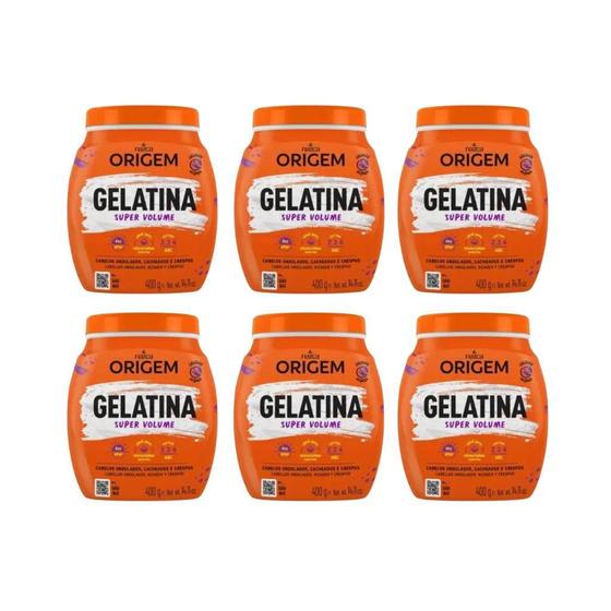 Imagem de Gelatina Capilar Origem 400G Super Volume - Kit Com 6Un