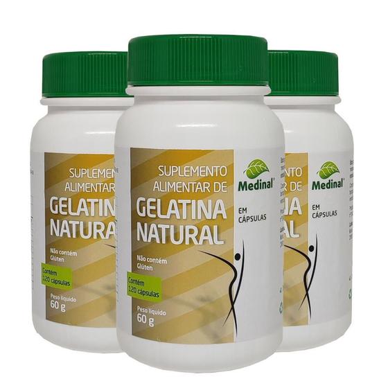 Imagem de Gelatina Colágeno Natural Medinal Kit Com 3