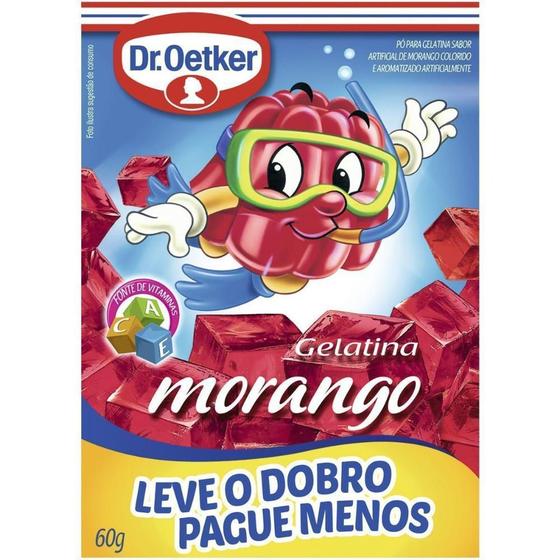 Gelatina Econômica em Pó Sabor Morango Dr. OETKER Caixa 40g Gelatina
