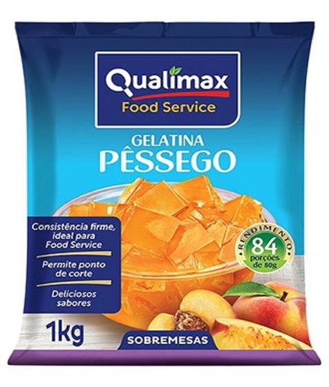 Imagem de Gelatina em Pó Sabor Pessego Qualimax 1kg - Food Service Rende 84 Porçoes - Sabores A Sua Escolha