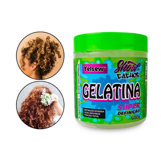 Imagem de Gelatina Show de Cachos Super Definição Antifrizz D-Pantenol + Ácido Hialurônico 500g, Yelsew
