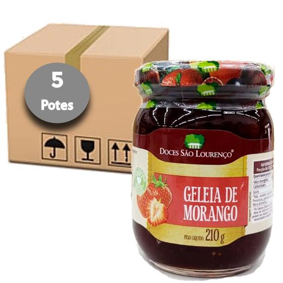 Imagem de Geleia De Morango São Lourenço 210G (5 Potes)