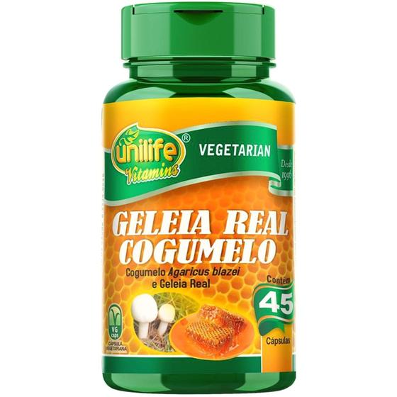 Imagem de Geleia Real + Cogumelo (Cogumelo Agaricus Blazei e Geleia Real) 45 Cápsulas - Unilife