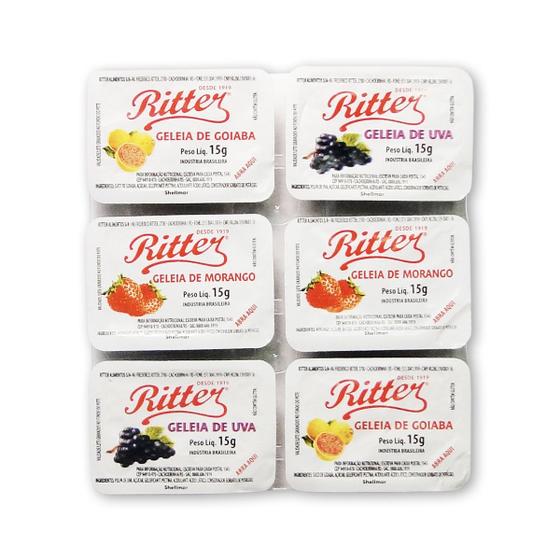 Imagem de Geleia Sortida (Goiba, maçã, uva, laranja) 140 un. de 15g - Ritter