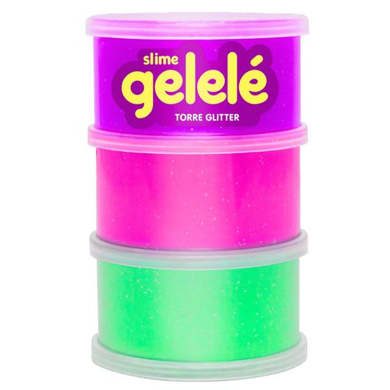 Imagem de Gelelé Torre Slime Glitter 3 Cores - Doce Brinquedo