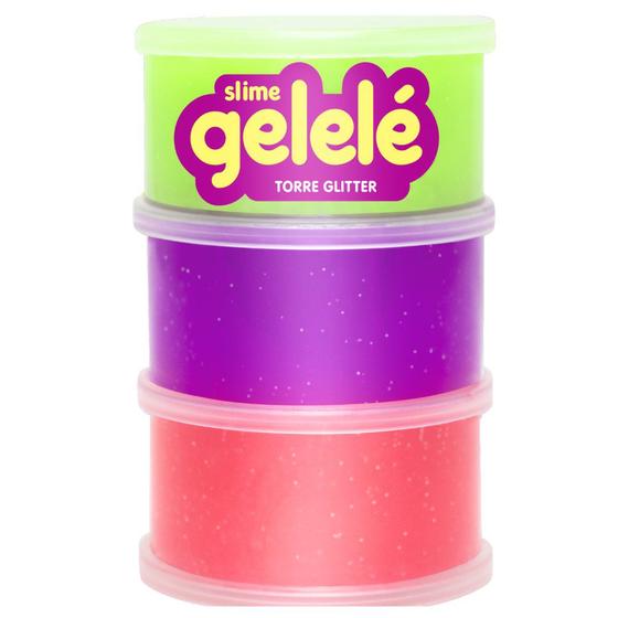 Imagem de Gelelé Torre Slime Glitter 3 Cores - Doce Brinquedo