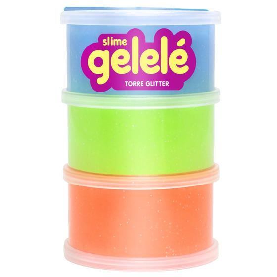 Imagem de Gelelé Torre Slime Glitter 3 Cores - Doce Brinquedo