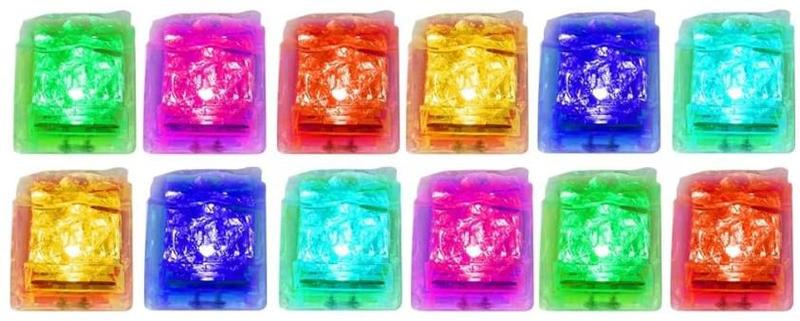 Imagem de Gelo com Luz Led Colorido - Kit com 12 Cubos - Ice Cubes - Festa Decoração Drinks HM6615