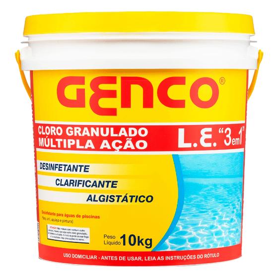 Genco Cloro Granulado Múltipla Ação 3 em 1 10kg Para Piscina Para Piscinas 4 Níveis de dosagem Algistático Cloro Estabilizado Menor preço em Genco Cloro Granulado Múltipla Ação 3 em 1 10kg Para Piscina Para Piscinas 4 Níveis de dosagem Algistático Cloro Estabilizado