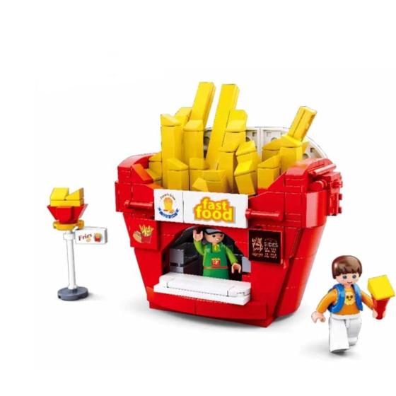 Imagem de General Jim's Mini Building Blocks Parque de Diversões French Fry Stand Building Blocks 463 Piece Toy Bricks Set vem com acessórios para adultos e crianças