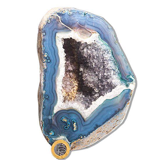 Imagem de Geodo Ágata Azul Aberto Com Tampa Pedra Natural 3,5Kg 25cm