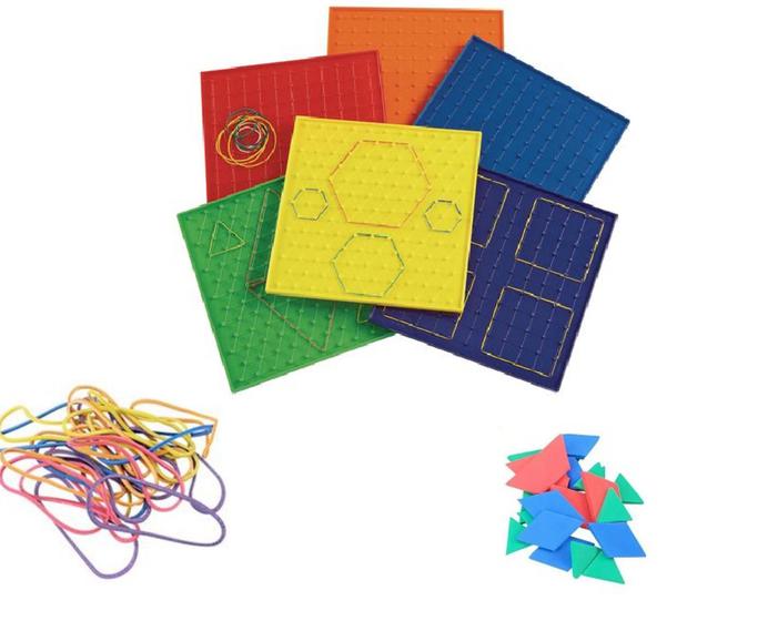 Imagem de Geoplano Retangular Triangular para Coordenadas Cartesianas Tátil - Empilhável