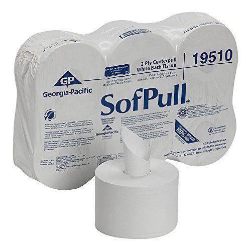 Imagem de Georgia Pacific SofPull 19510 Centerpull 2-Ply papel higiênico de alta capacidade, 1000 folhas por rolo, 6 rolos por caixa, branco