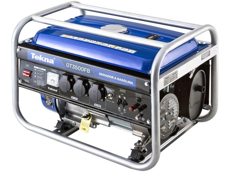 Gerador de Energia à Gasolina 6,5HP 3,1KVA 4 Tempos Bivolt GT3500FB TEKNA