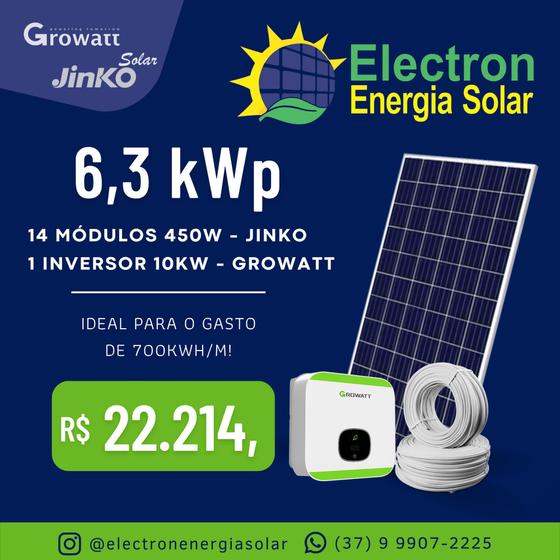 Gerador Energia Solar Fotovoltaica 700 kWh/M - Inversor: Growatt Menor preço em Gerador Energia Solar Fotovoltaica 700 kWh/M - Inversor: Growatt